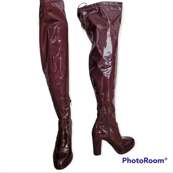 ๐คSOLD๐คGianni Bini Get-Real Patent Platform Over-The-Knee Block Heel Boots - Picture 4 of 14